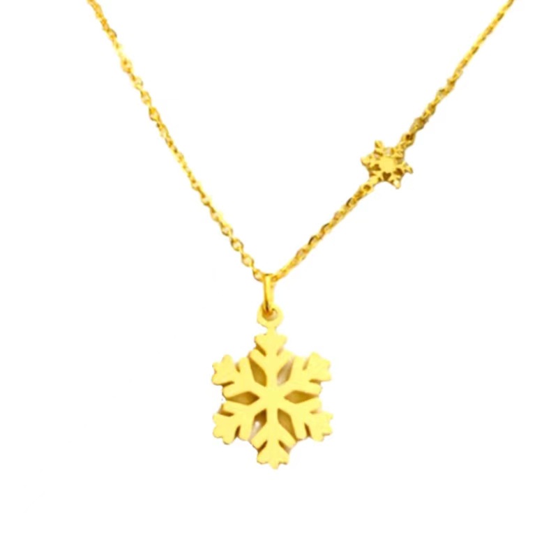 ゴールドネックレス 華やか雪の結晶モチーフネックレス