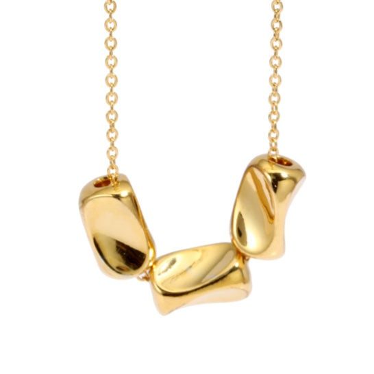 金 ネックレス 立体チューブモチーフ繋がりデザインネックレス