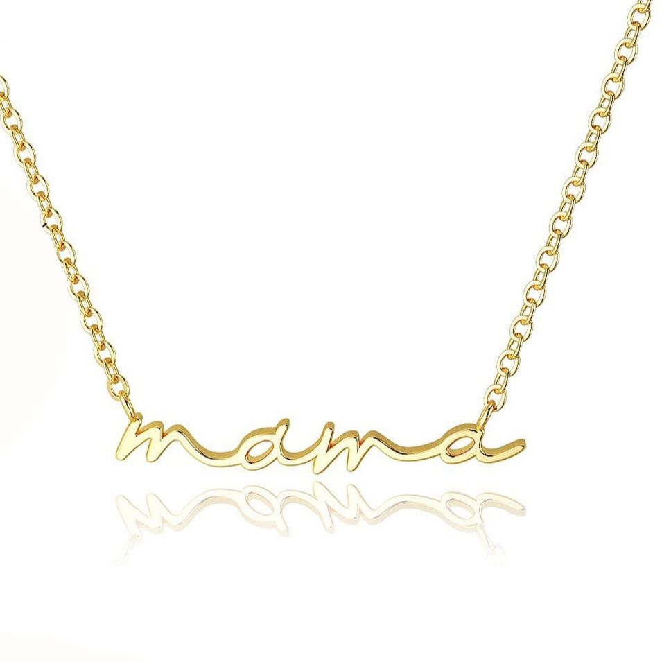 金 ネックレス ママ文字デザイン細身チェーン金ネックレス