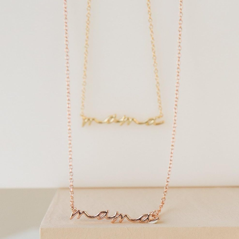 金 ネックレス ママ文字デザイン細身チェーン金ネックレス