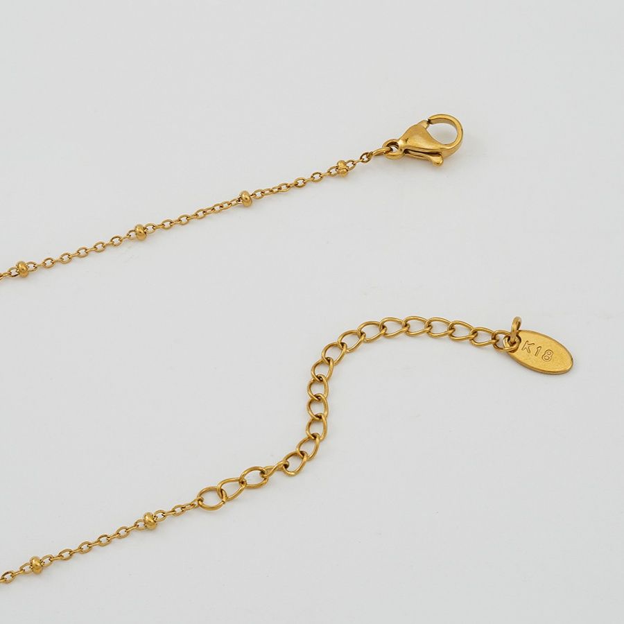 金 ネックレス 真珠付き曲線モチーフ金ネックレス