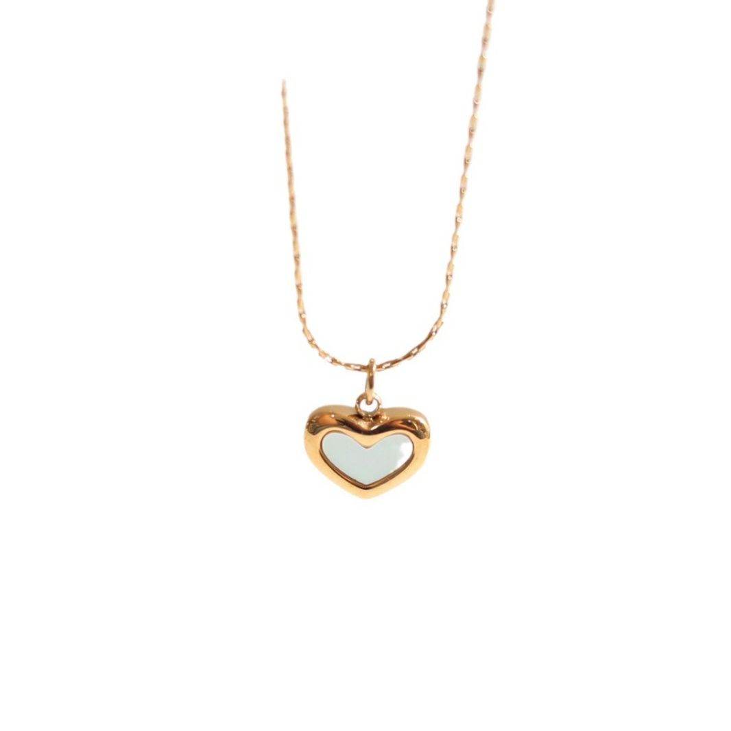 金 ネックレス 愛らしいハート型チャーム付き細身チェーンネックレス