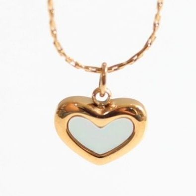 金 ネックレス 愛らしいハート型チャーム付き細身チェーンネックレス