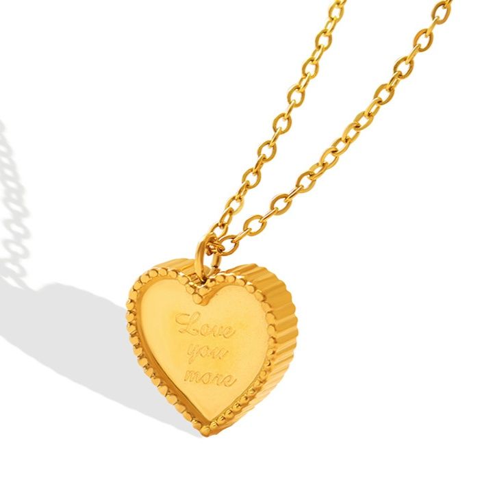 金 ネックレス ハート型チャーム付き華奢チェーンネックレス