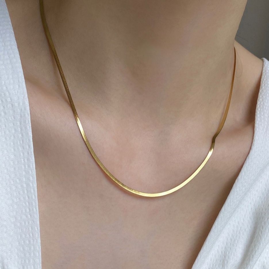 金 ネックレス シンプル平打ちチェーンネックレス