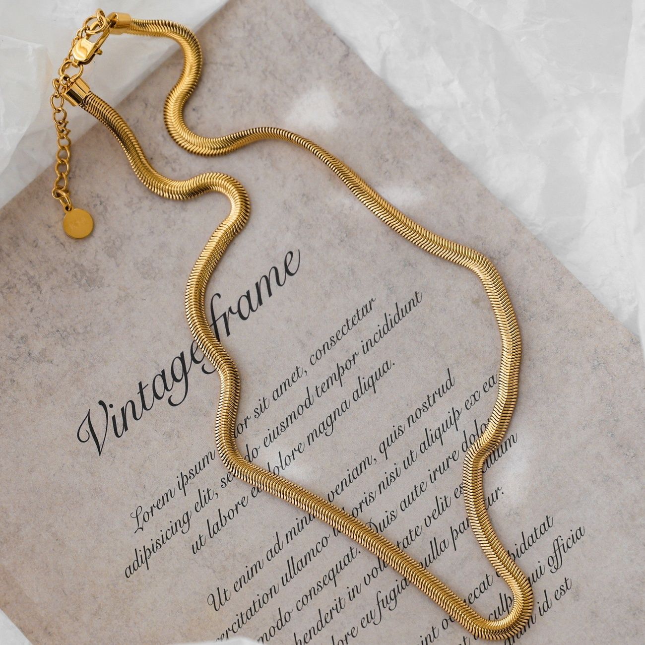 金 ネックレス 十八金蛇腹チェーン華奢レイヤードネックレス