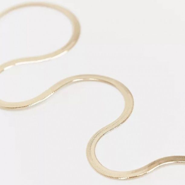 金 ネックレス 蛇骨チェーン 重ね付け風 短め首飾り