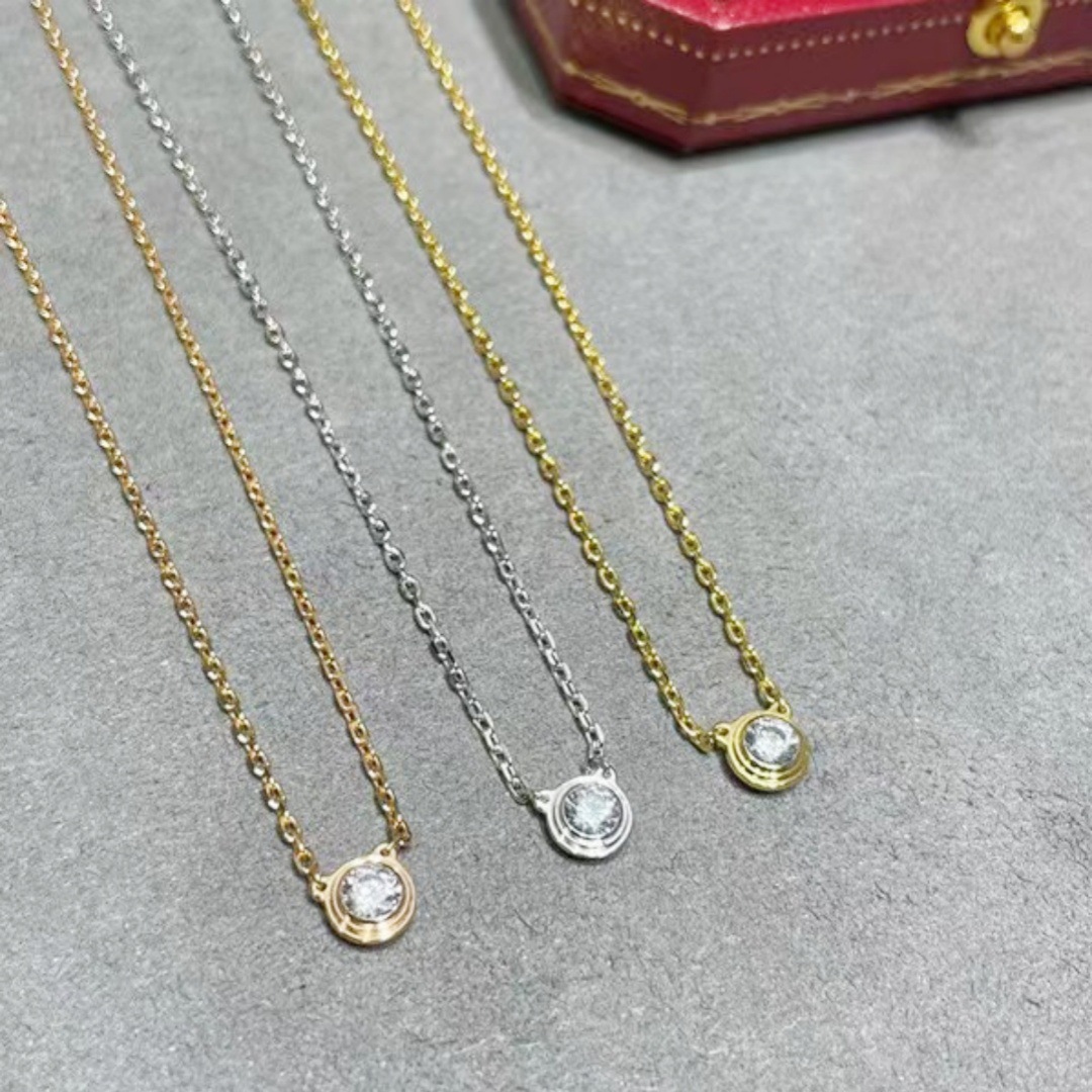 ゴールドネックレス 上品シンプル一粒ダイヤモンドネックレス