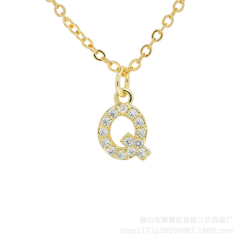 金 ネックレス 煌めきイニシャルペンダント