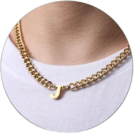 ゴールドネックレス シンプルイニシャルチェーンネックレス