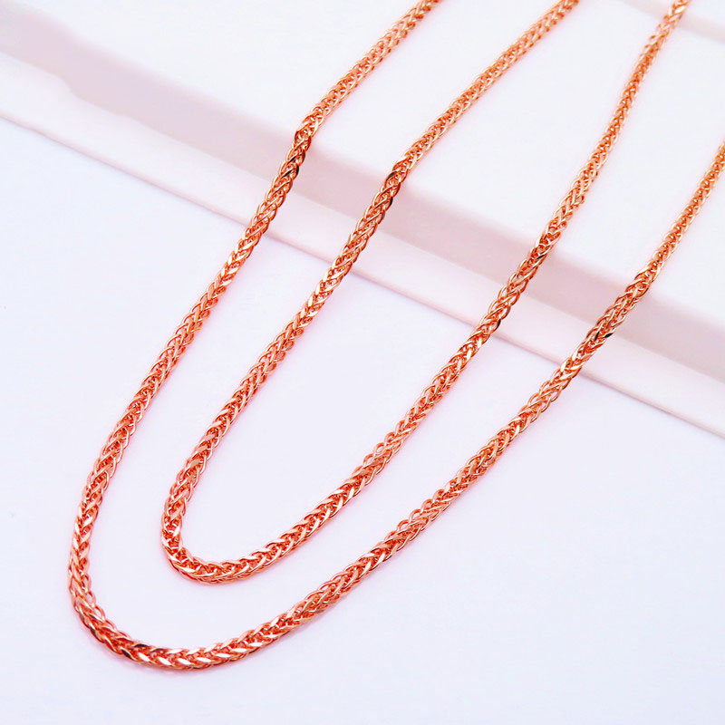 金 ネックレス 編み込みチェーン重ね付け風金ネックレス