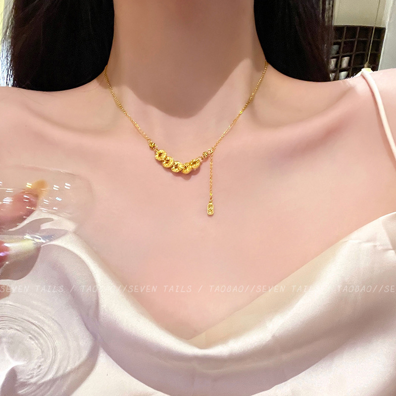 金 ネックレス 華やかな輪繋ぎモチーフ調節可能型ネックレス