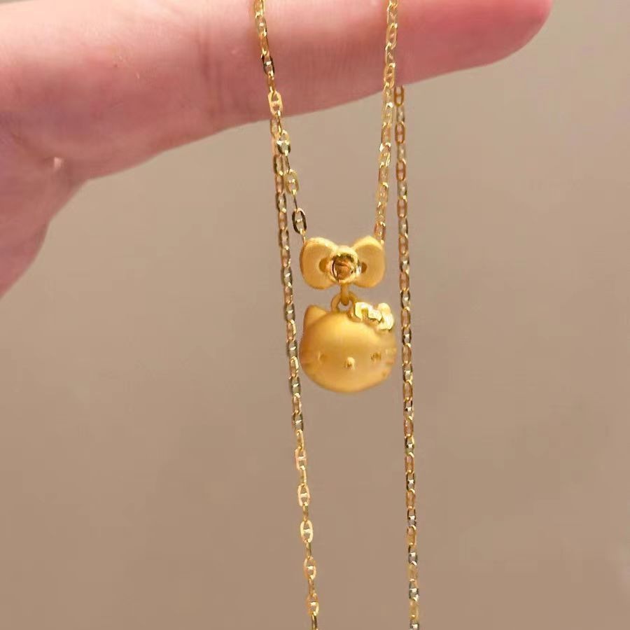 ゴールドネックレス キティちゃん リボン ペンダント ネックレス