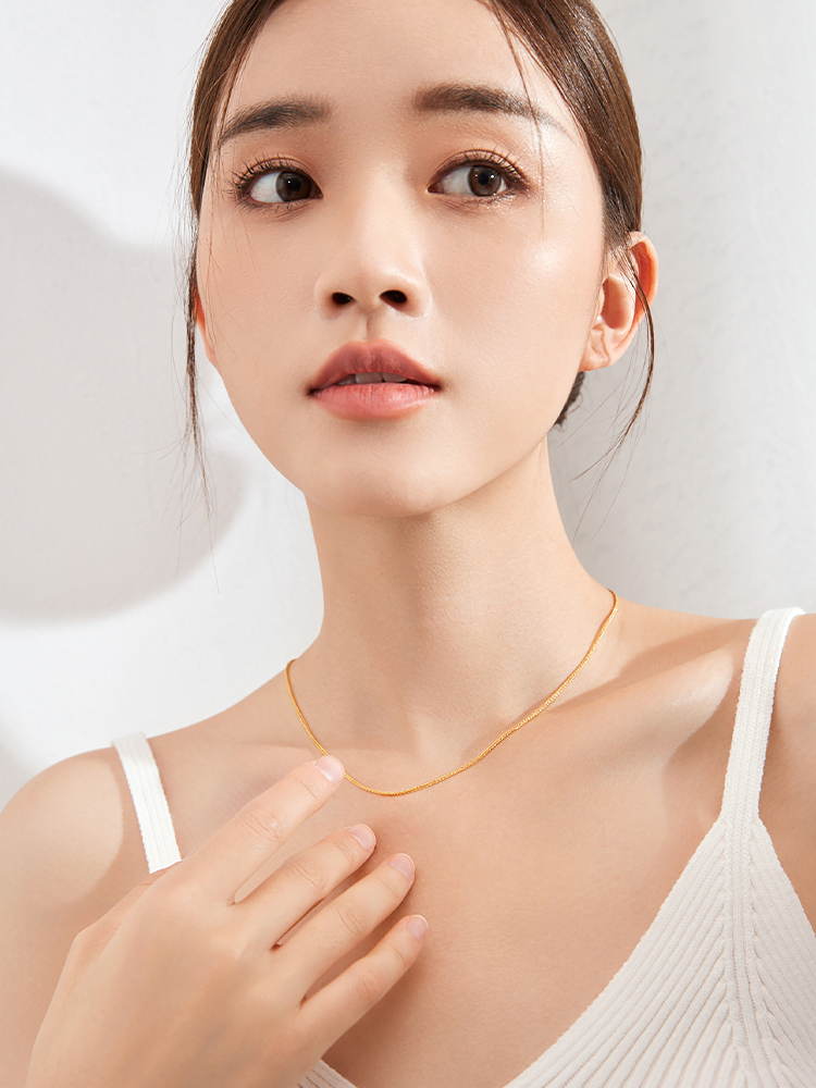 金 ネックレス シンプル細身チェーンネックレス