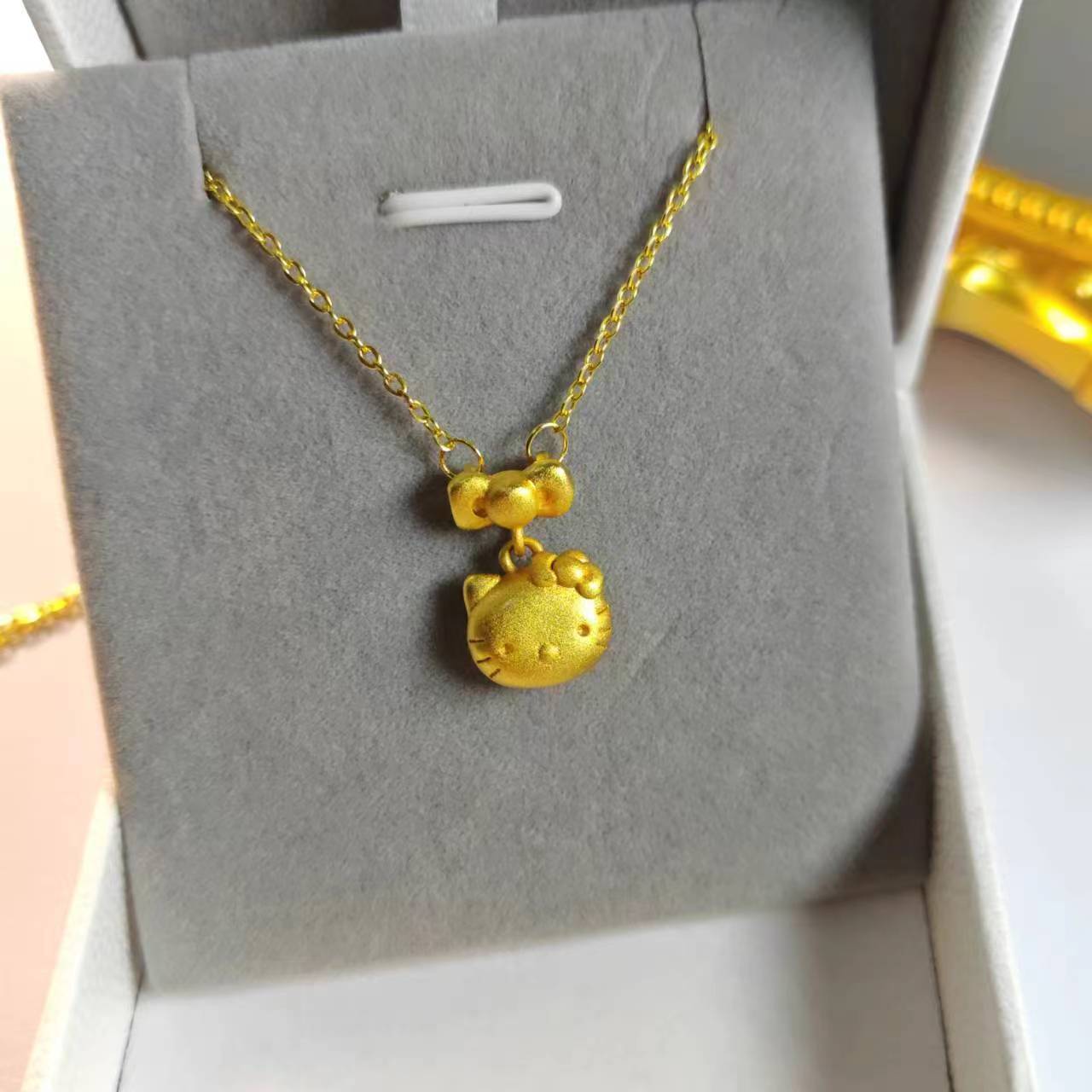 ゴールドネックレス キティちゃん リボン ペンダント ネックレス