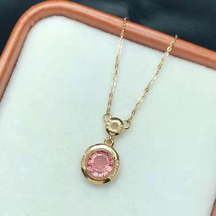 金 ネックレス 桜色宝石の輝きペンダント