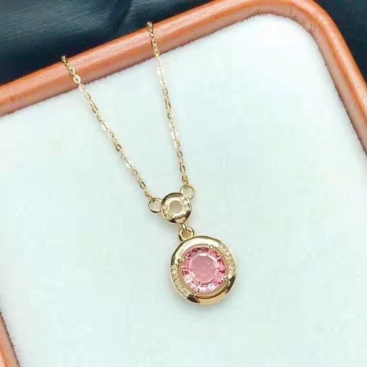 金 ネックレス 桜色宝石の輝きペンダント