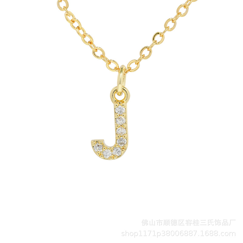 金 ネックレス 煌めきイニシャルペンダント
