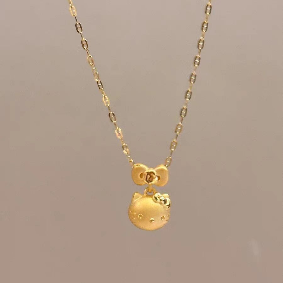 ゴールドネックレス キティちゃん リボン ペンダント ネックレス