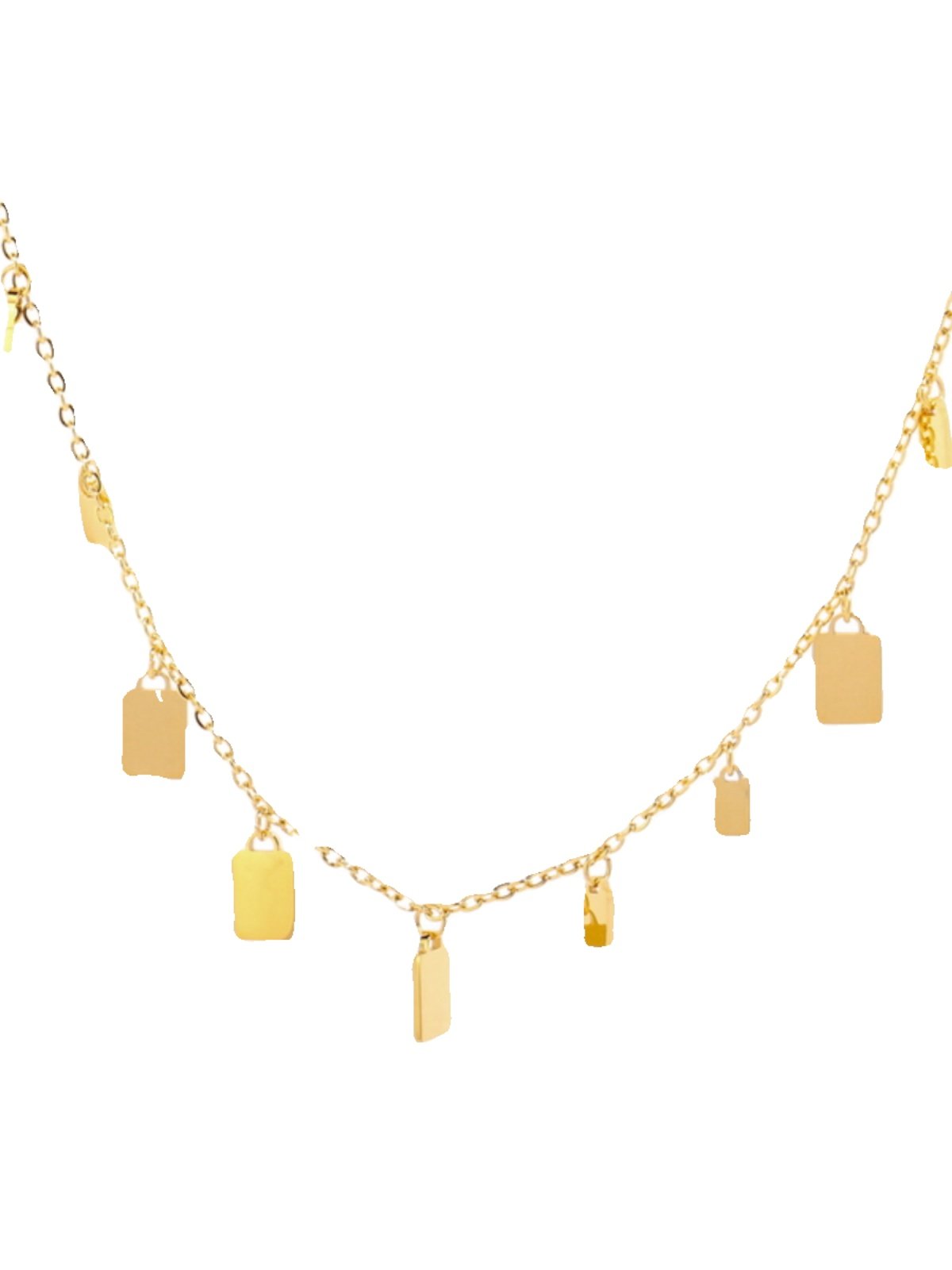 金 ネックレス 幾何学プレート揺れる華奢チェーン