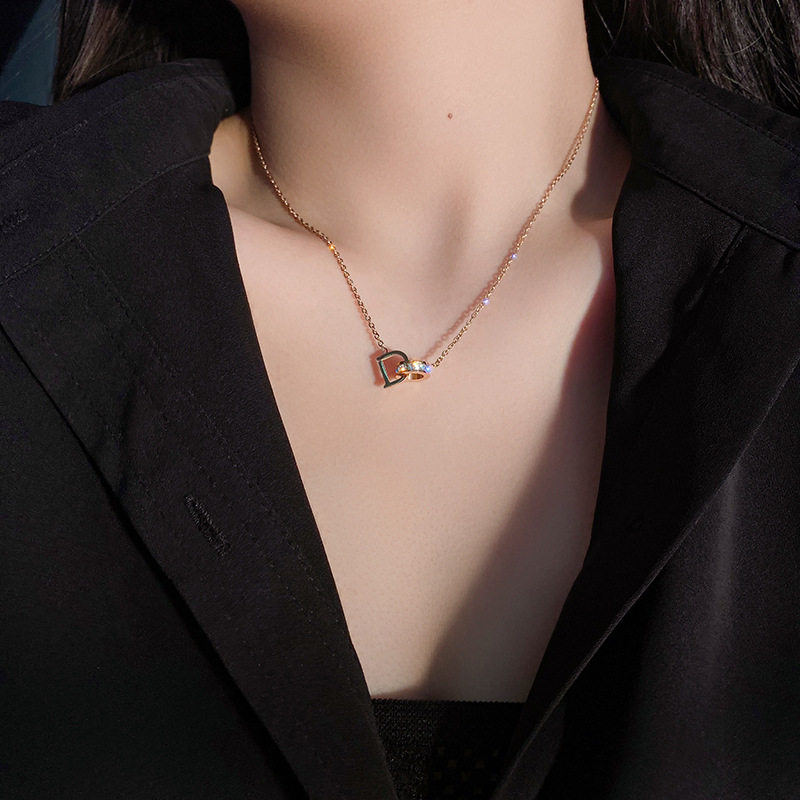 金 ネックレス ハート型ジルコニア付き華奢チェーンネックレス