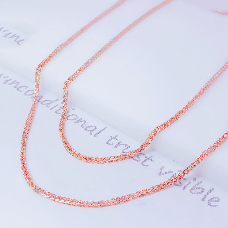 金 ネックレス 編み込みチェーン重ね付け風金ネックレス