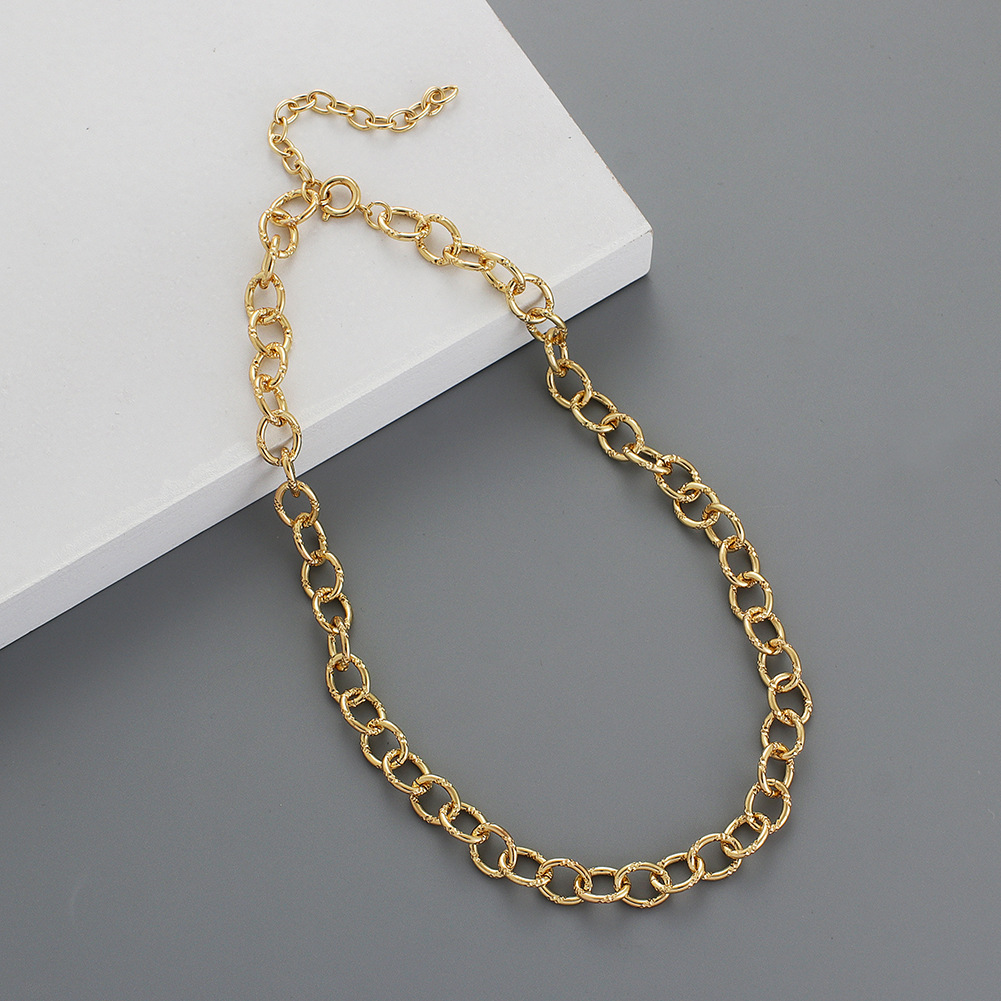 金 ネックレス 太めチェーンデザインレディース金ネックレス