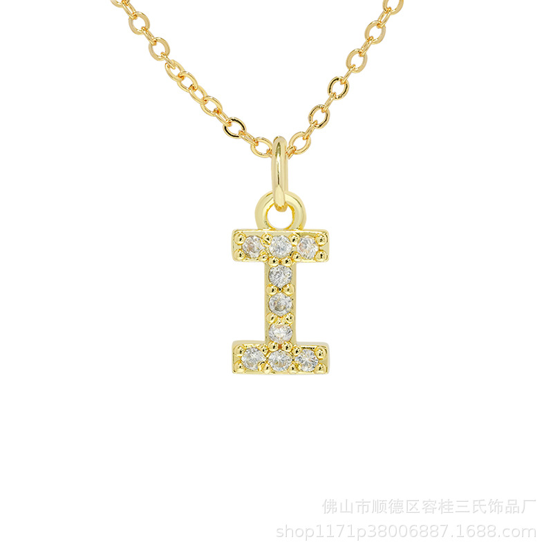 金 ネックレス 煌めきイニシャルペンダント