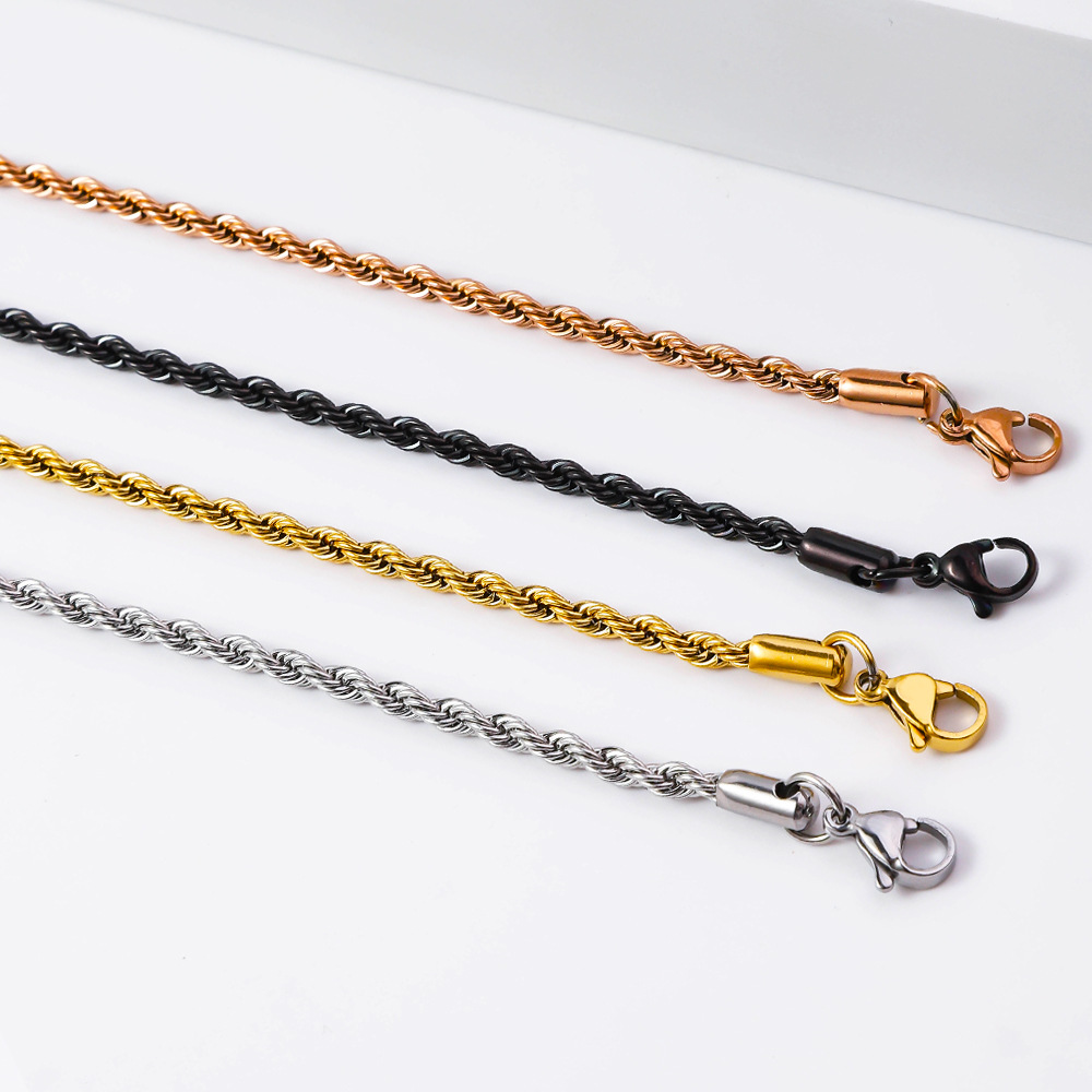 ゴールドネックレス シンプル ロープチェーンネックレス