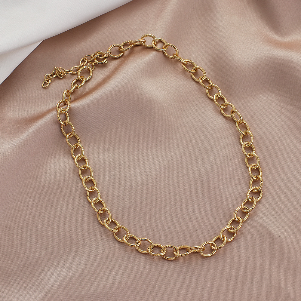 金 ネックレス 太めチェーンデザインレディース金ネックレス