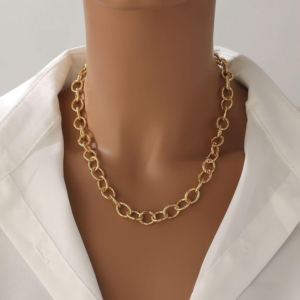 金 ネックレス 太めチェーンデザインレディース金ネックレス