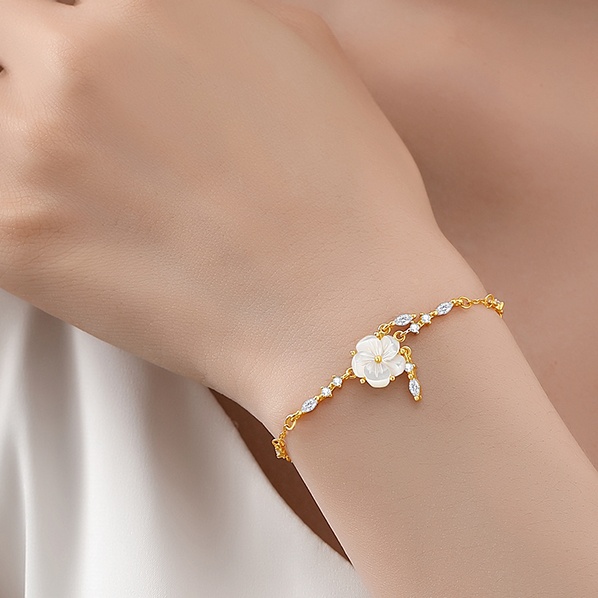 ゴールドアクセサリー 山茶花モチーフ ネックレス&ブレスレットセット
