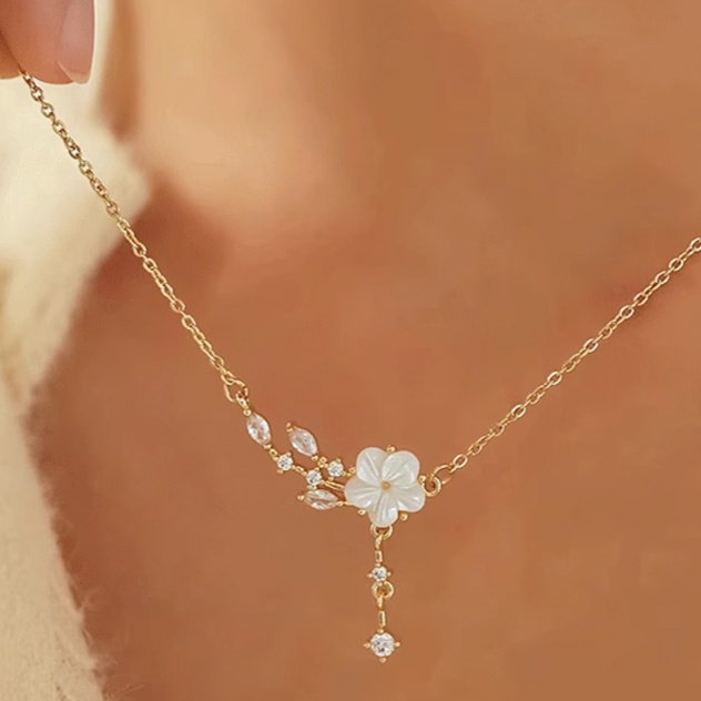 ゴールドアクセサリー 山茶花モチーフ ネックレス&ブレスレットセット