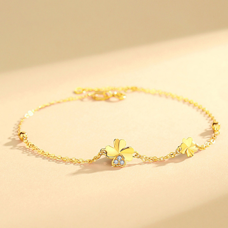 ゴールドアクセサリー 小花モチーフチェーンブレスレット