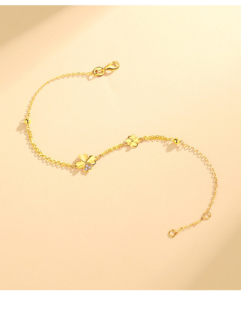 ゴールドアクセサリー 小花モチーフチェーンブレスレット