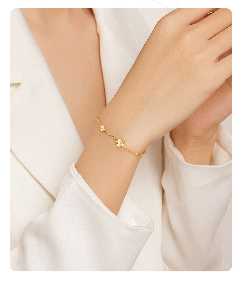 ゴールドアクセサリー 小花モチーフチェーンブレスレット