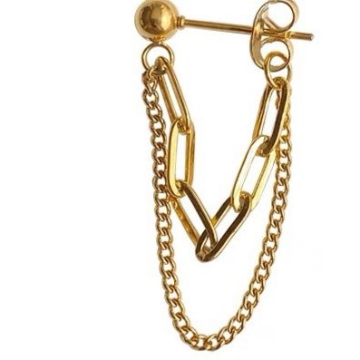ゴールドアクセサリー レディース 三連チェーンピアス
