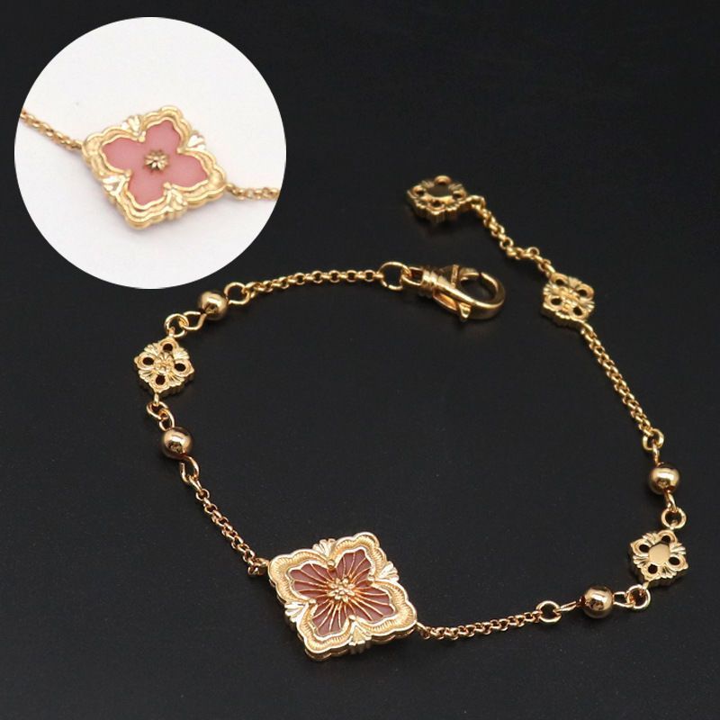 ゴールドアクセサリー レディース 上品な四角モチーフブレスレット