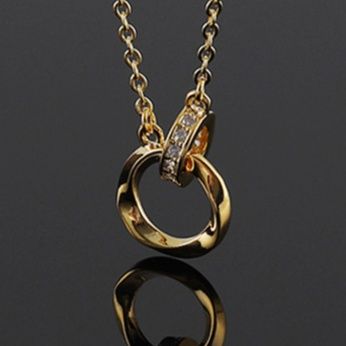 ゴールドアクセサリー 二重円モチーフ華奢チェーンネックレス