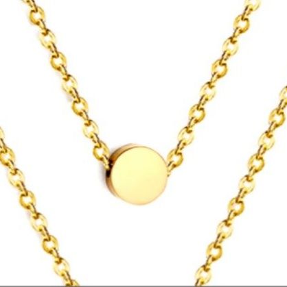 ゴールドアクセサリー 二連円形モチーフ重ね付けネックレス