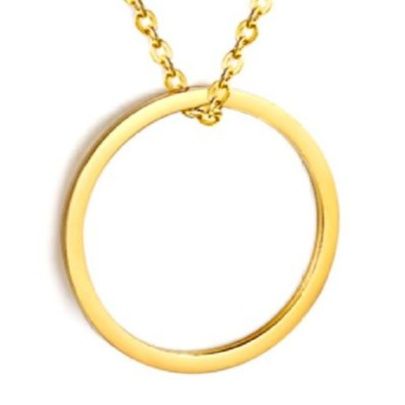 ゴールドアクセサリー 二連円形モチーフ重ね付けネックレス