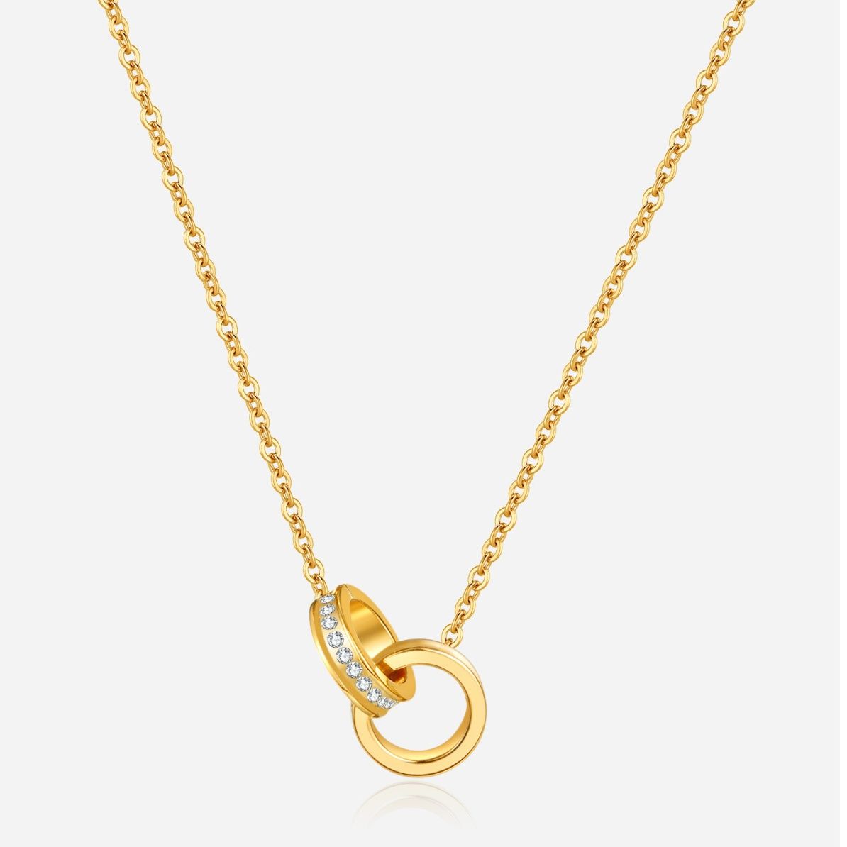 ゴールドアクセサリー 二連リングチェーンネックレス