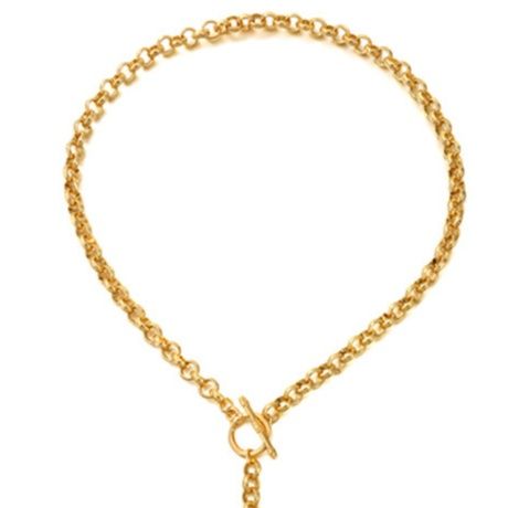 ゴールドアクセサリー 二連パール付き調節可能チェーンネックレス