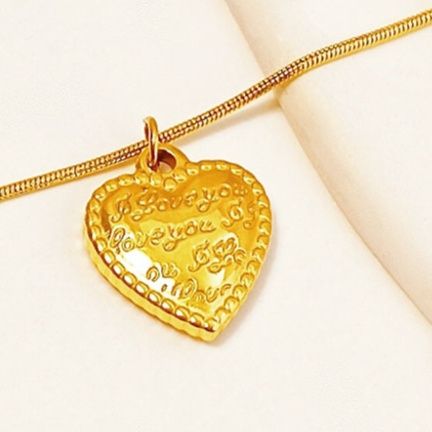 ゴールドアクセサリー ぷっくり立体ハートモチーフ華奢チェーンネックレス