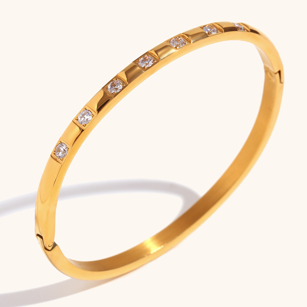 ゴールドアクセサリー バングル ブレスレット ジルコニア ステンレス ジュエリー