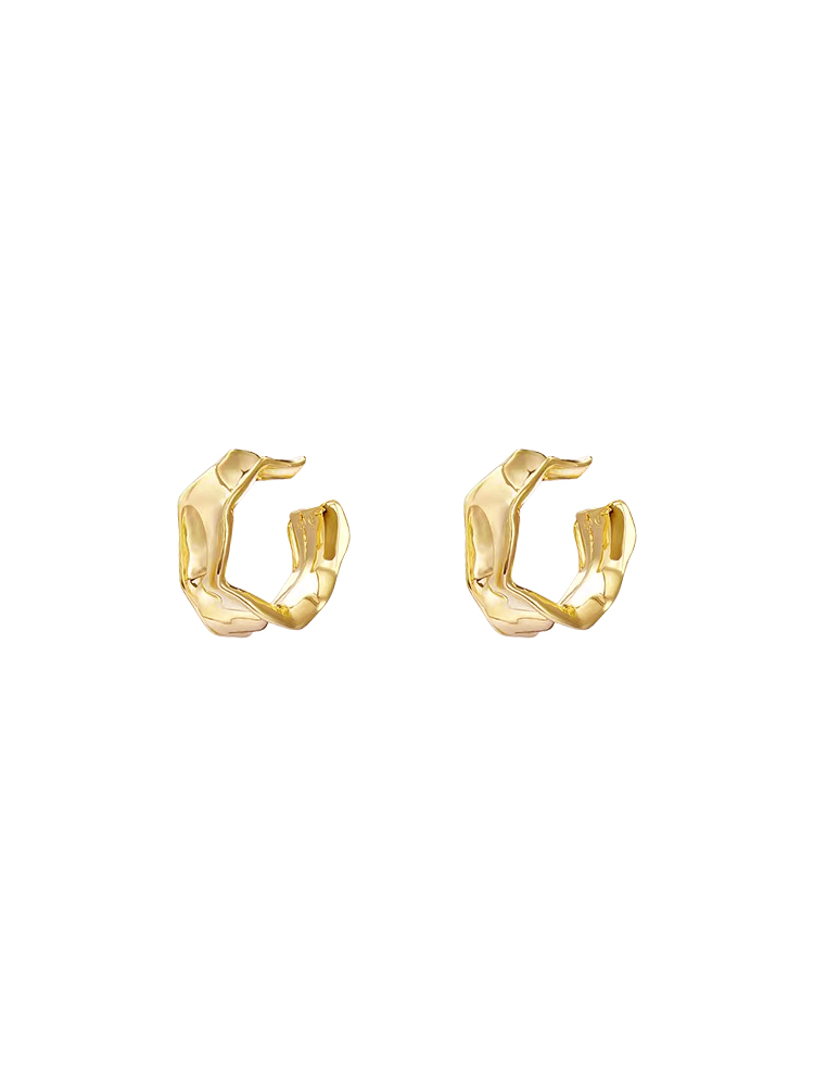 ゴールドアクセサリー ツイストチェーン風フープピアス