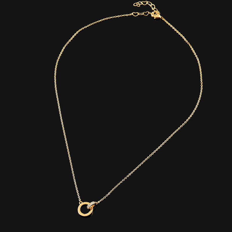 ゴールドアクセサリー 二重円モチーフ華奢チェーンネックレス