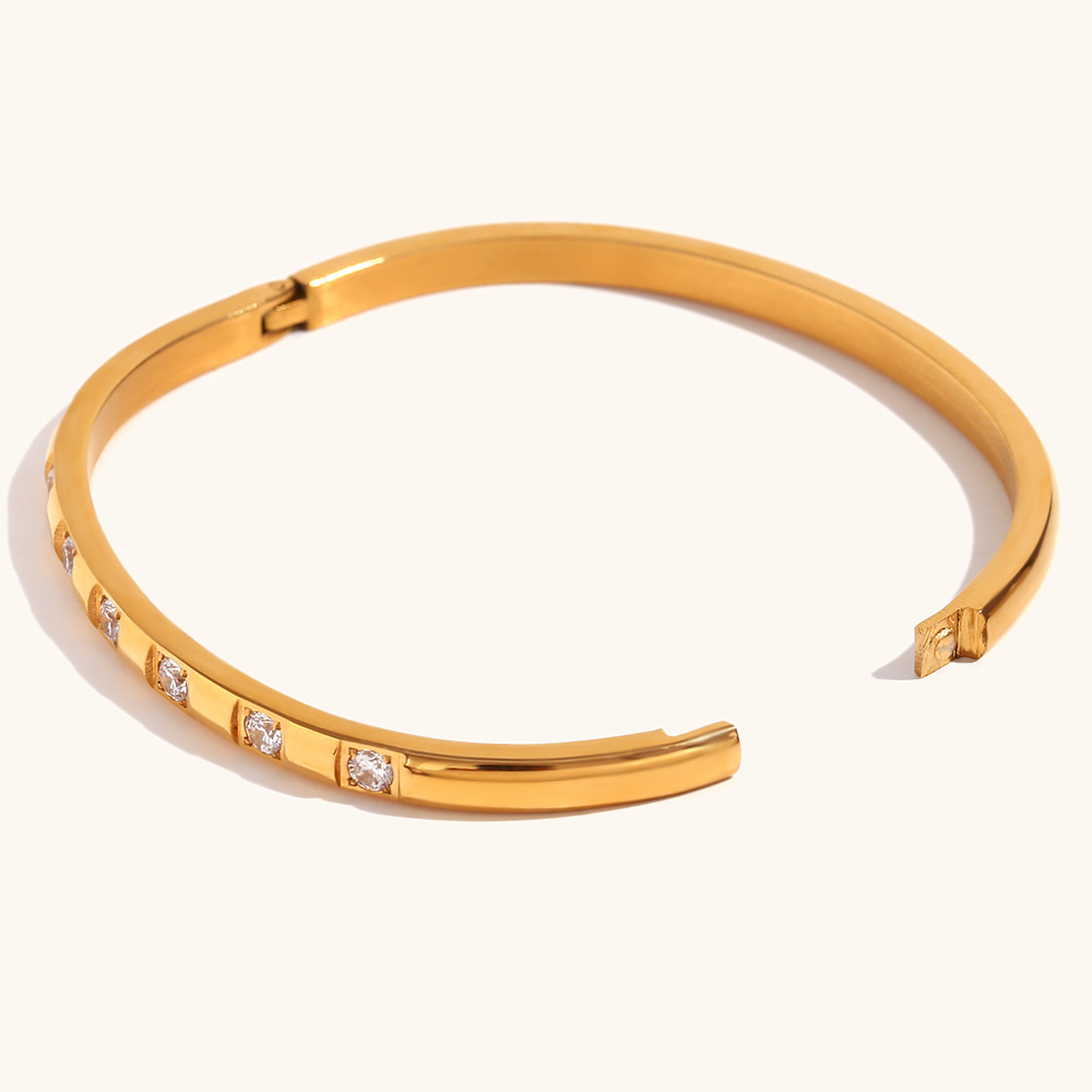 ゴールドアクセサリー バングル ブレスレット ジルコニア ステンレス ジュエリー