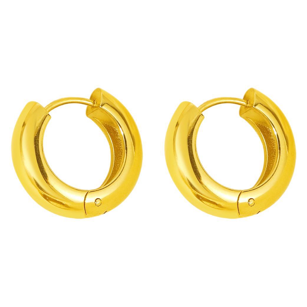 ゴールドアクセサリー  ピアス 丸みを帯びた小ぶりフープピアス