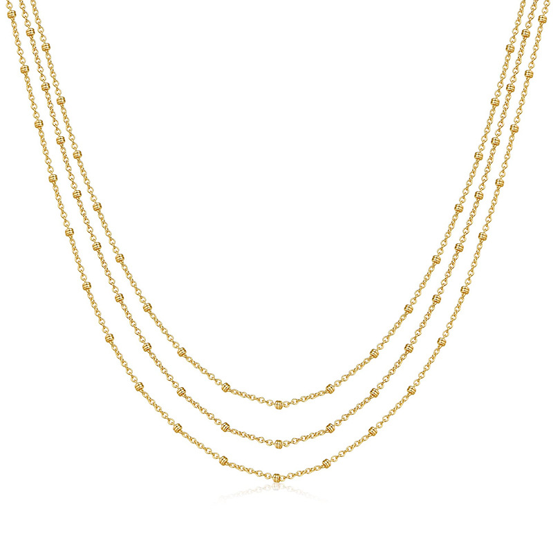 ゴールドアクセサリー 繊細チェーン三連重ね付けネックレス